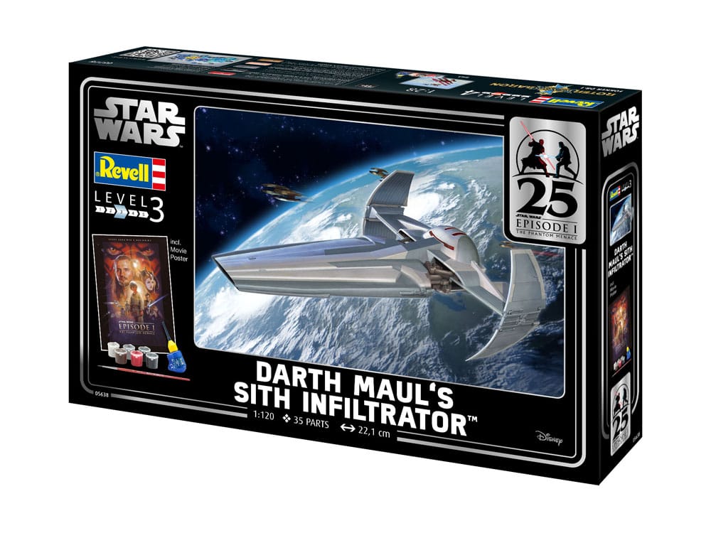 Star Wars Episode I kit complet maquette 1/120 Darth Maul's Sith Infiltrator 22 cm