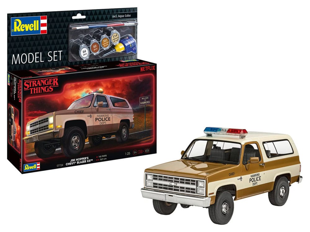 Stranger Things kit complet maquette 1/25 1985 Chevrolet K5 Blazer (Aqua Color) 19 cm
