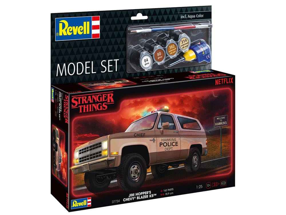 Stranger Things kit complet maquette 1/25 1985 Chevrolet K5 Blazer (Aqua Color) 19 cm