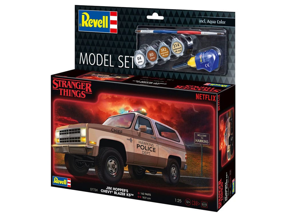 Stranger Things kit complet maquette 1/25 1985 Chevrolet K5 Blazer (Aqua Color) 19 cm