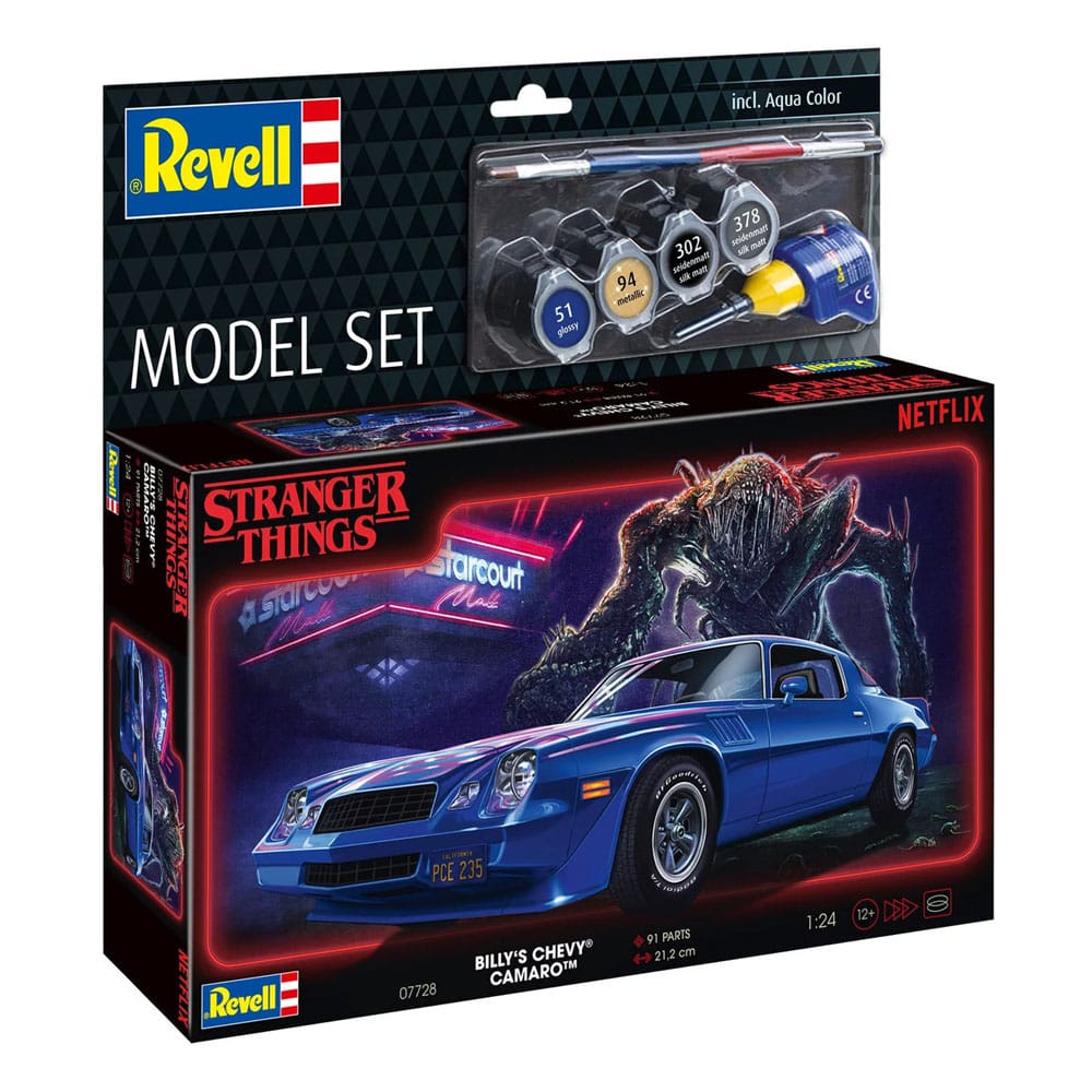 Stranger Things kit complet maquette 1/25 Chevy Camaro Z/28 (Aqua Color) 19 cm