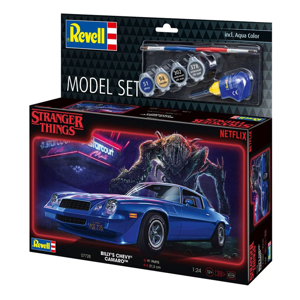 Stranger Things kit complet maquette 1/25 Chevy Camaro Z/28 (Aqua Color) 19 cm