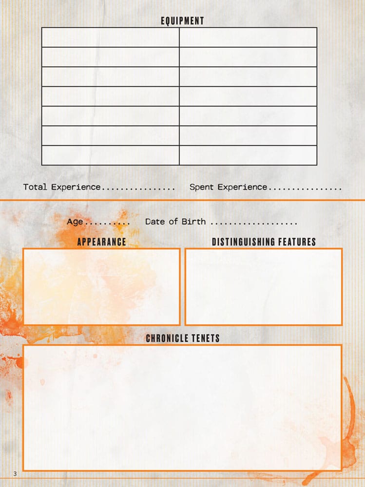 Hunter: The Reckoning 5th Edition RPG JournalExpanded Character Sheet Journal *ANGLAIS*