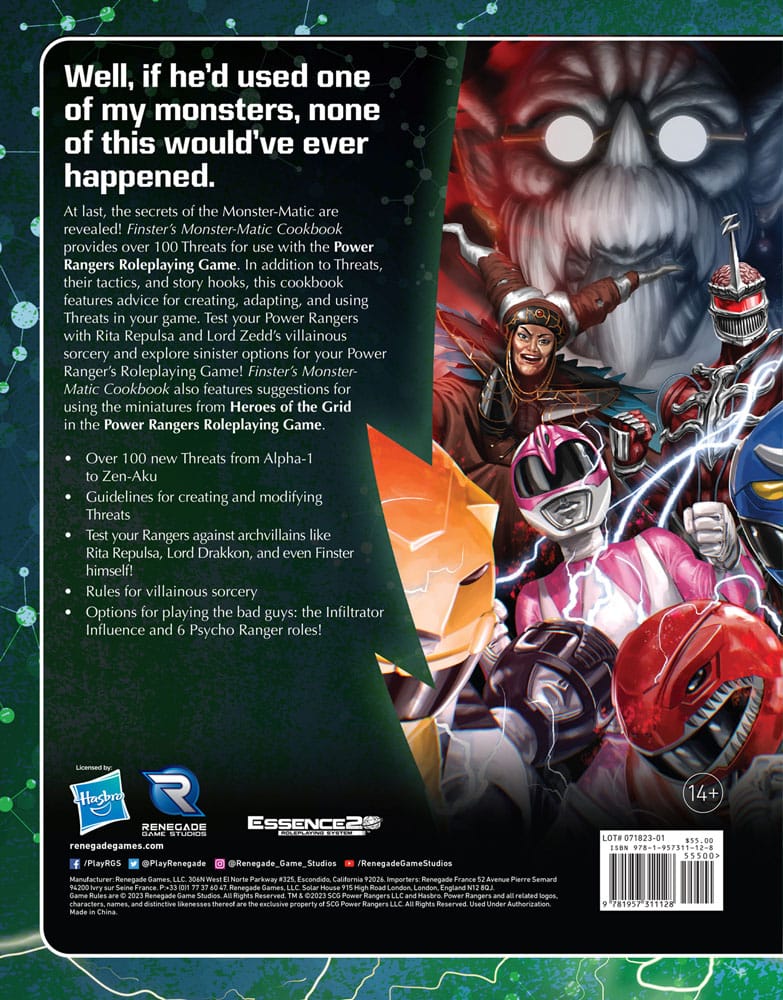 Power Rangers RPG livre Finster's Monster-Matic Cookbook Sourcebook *ANGLAIS*