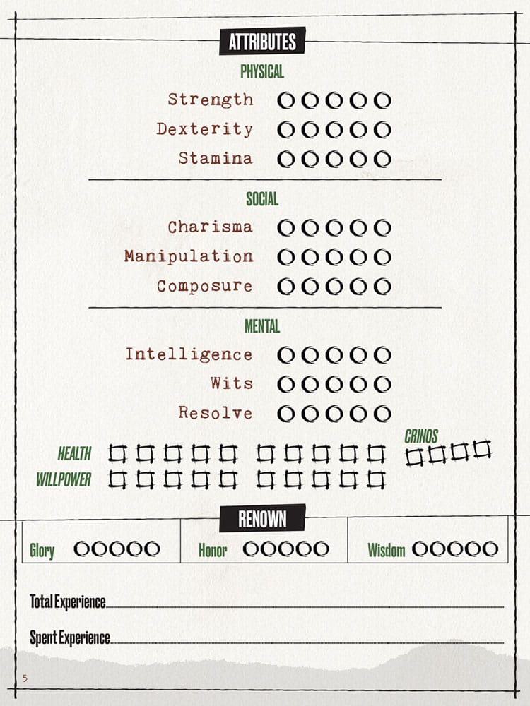 Werewolf: The Apocalypse 5th Edition RPG JournalExpanded Character Sheet Journal *ANGLAIS*
