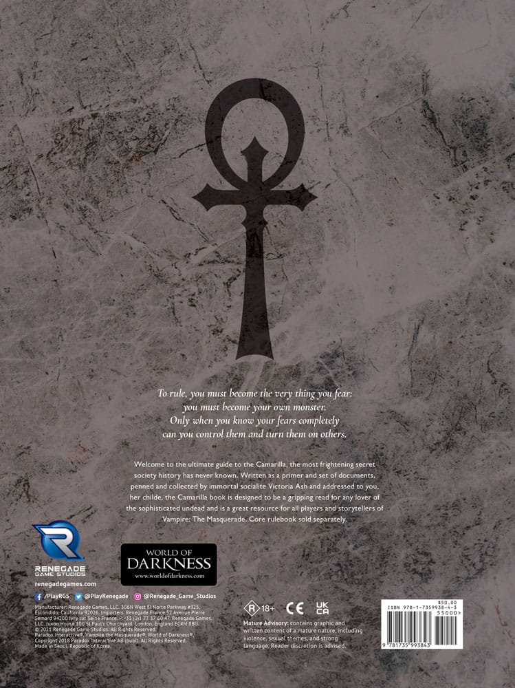 Vampire: The Masquerade 5th Edition RPG livre Camarilla Sourcebook *ANGLAIS*