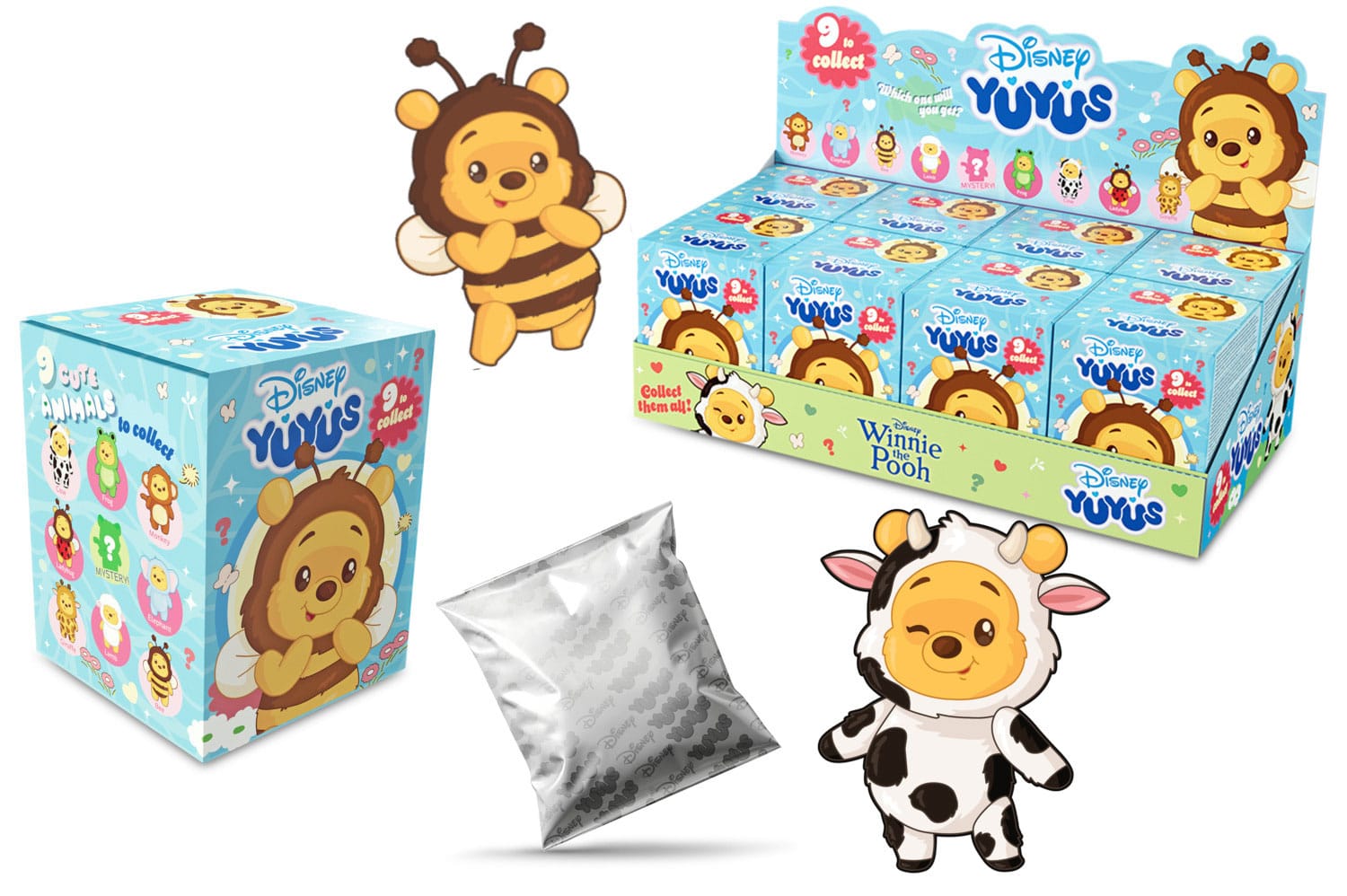 Disney YuYus Blindbox présentoir porte-clés Winnie l'ourson 12 cm (8)