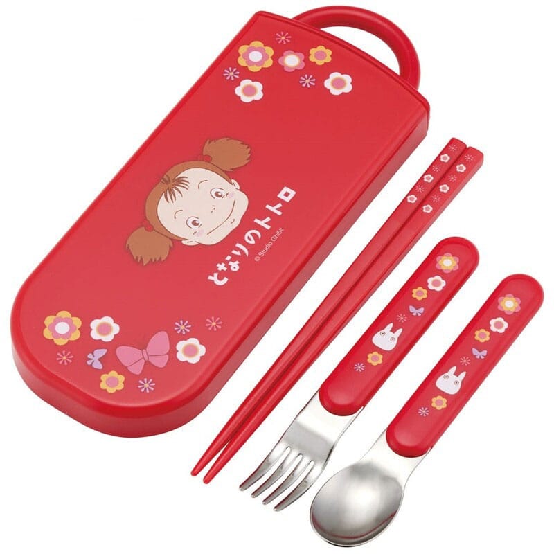 Ghibli - Mon voisin Totoro - Set Baguettes Cuillère Fourchette Mei rouge