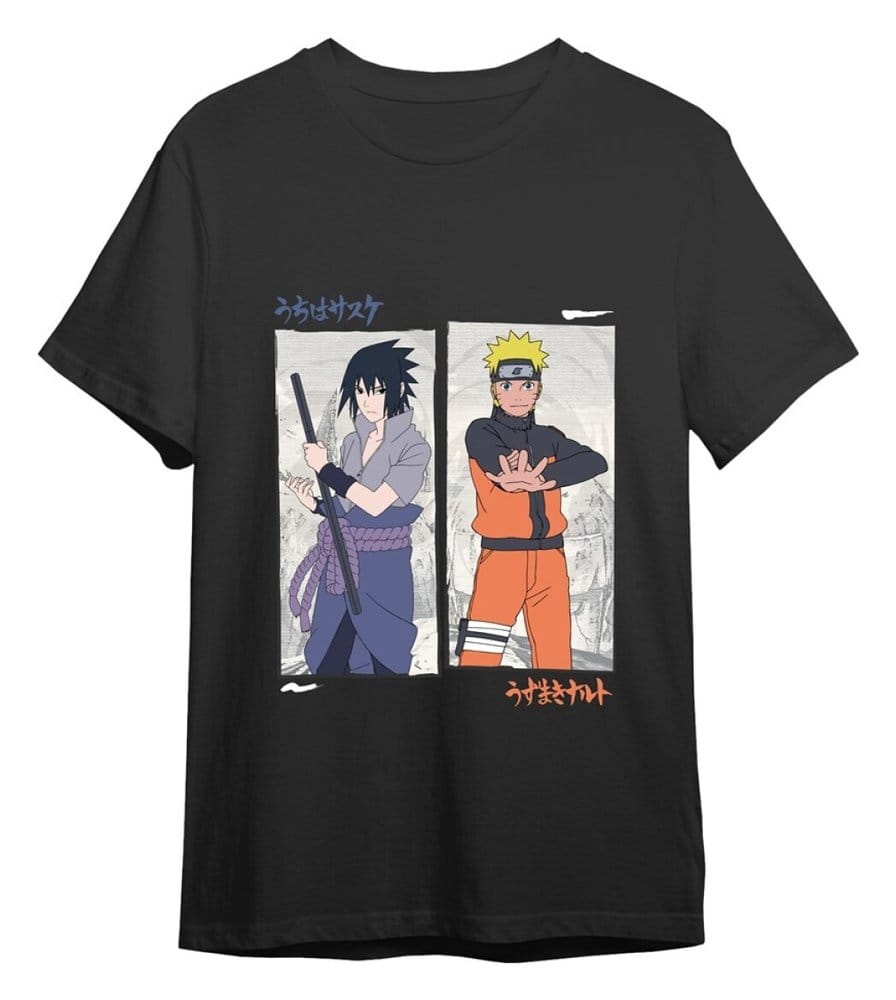Naruto Shippuden T-Shirt Naruto vs Sasuke Black (M)