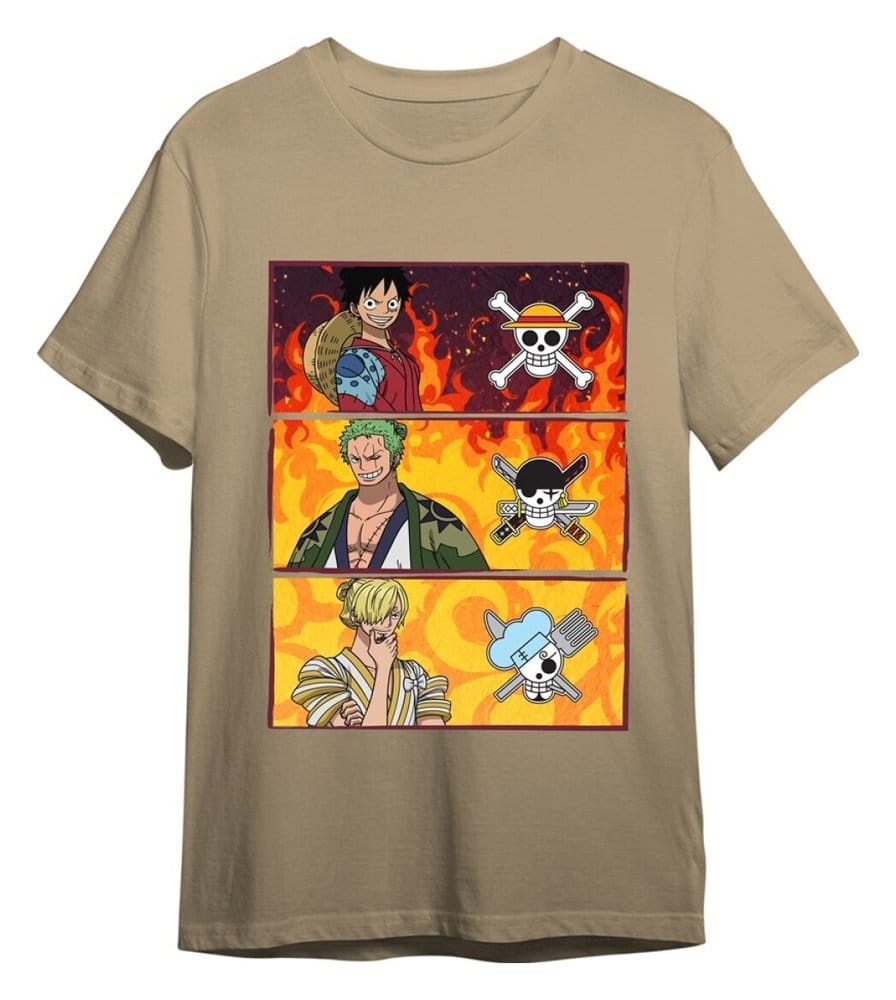 One Piece T-Shirt Monkey D. Luffy & Roronoa Zoro & Sanji Sand (M)