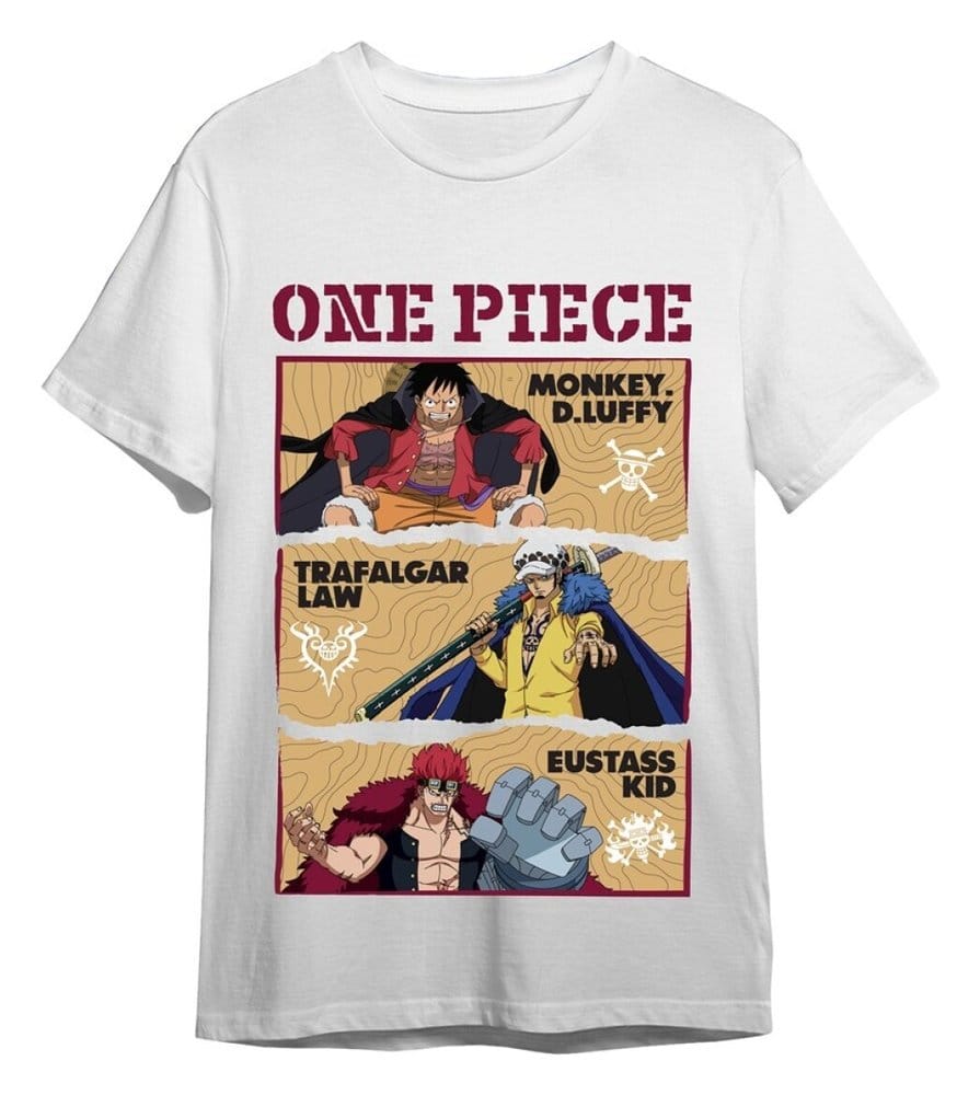 One Piece T-Shirt Monkey D. Ruffy & Trafalgar D. Water Law & Eustass Blanc (L)