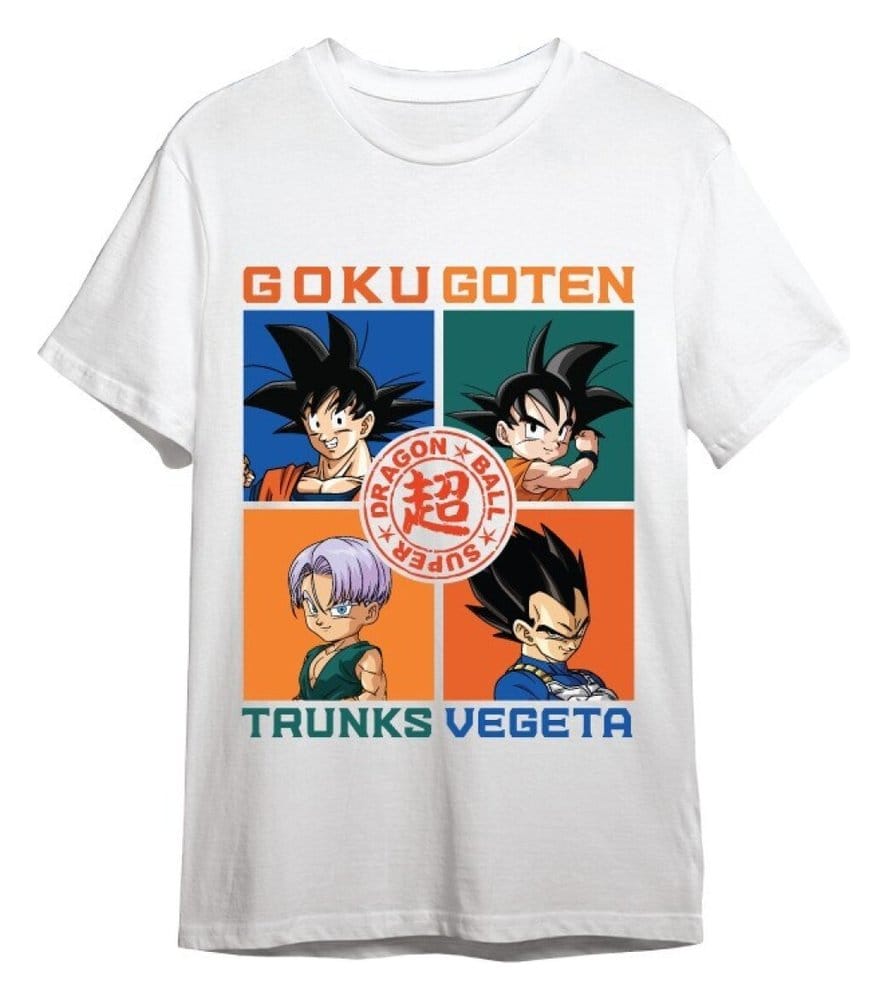Dragon Ball Super T-Shirt Goku, Goten, Trunks, Vegeta Blanc (S)