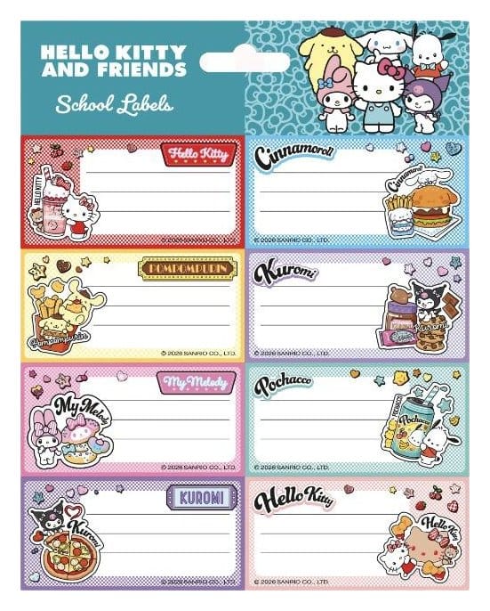 Hello Kitty and Friends étiquettes scolaires American Diner Version