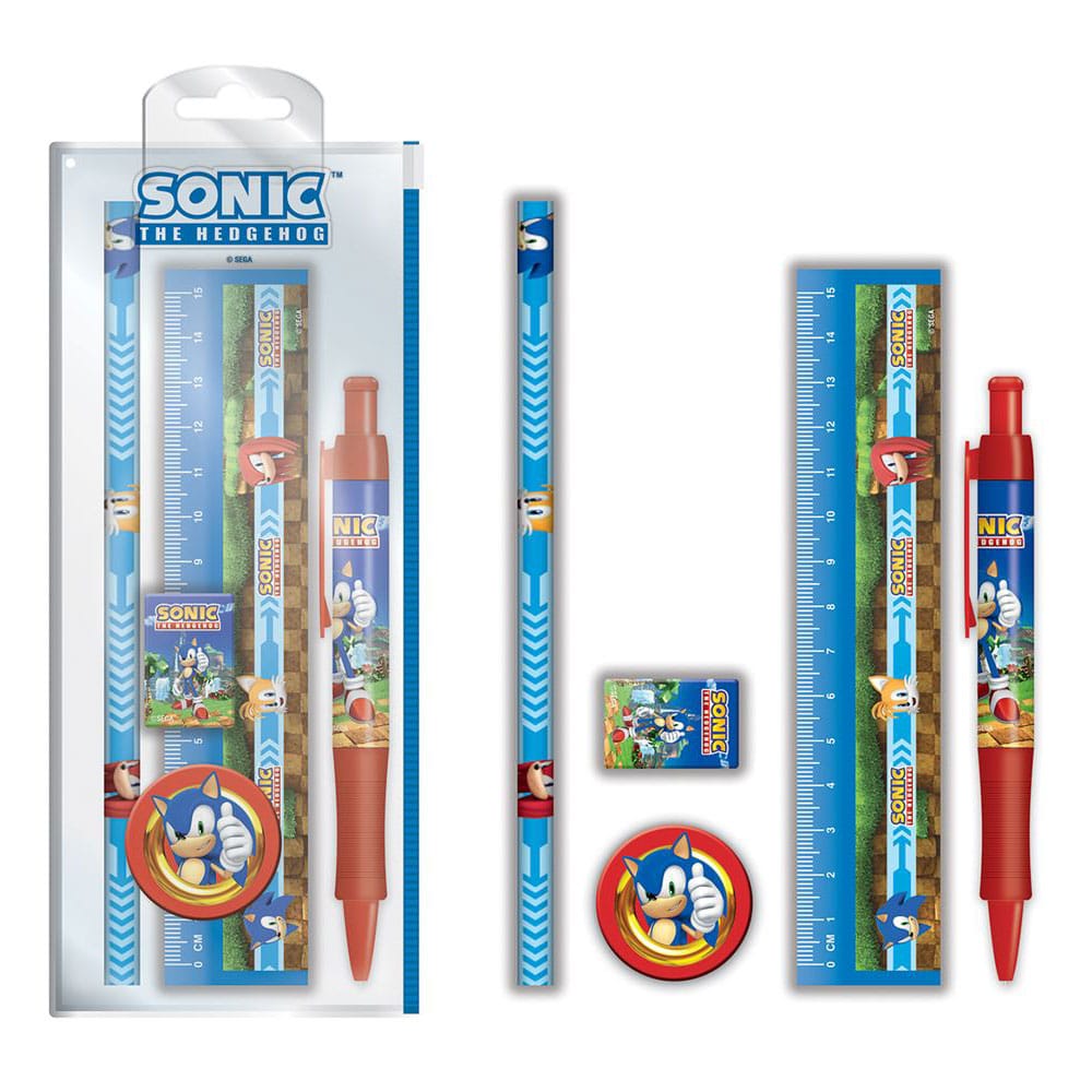 Sonic The Hedgehog set papeterie 5 pièces Golden Rings