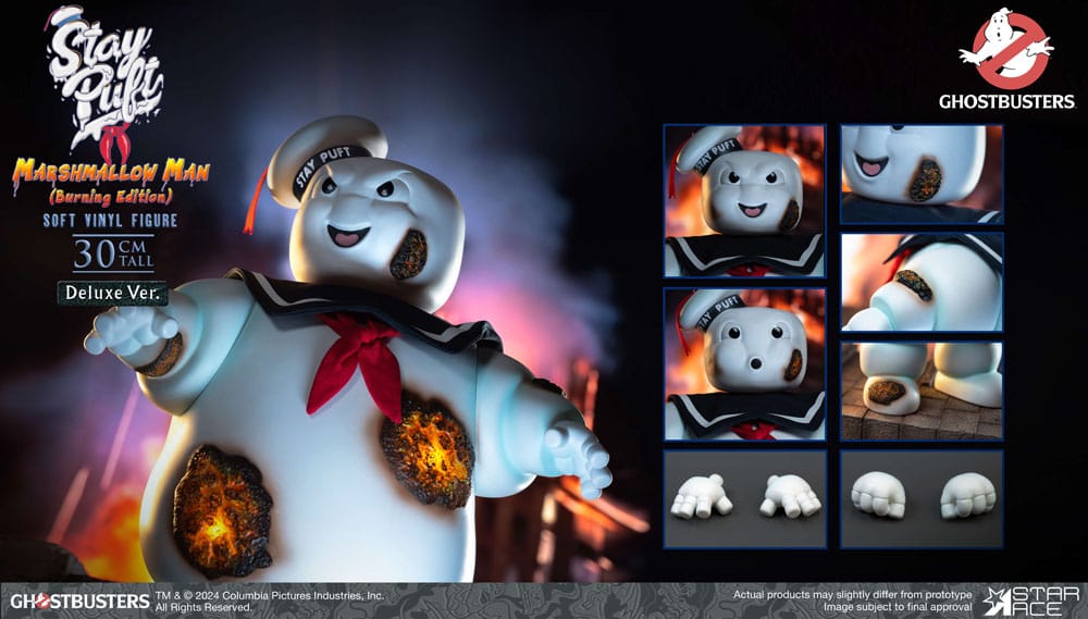 Ghostbusters statuette Soft Vinyl Stay Puft Marshmallow Man Burnign Edition Deluxe Version 30 cm