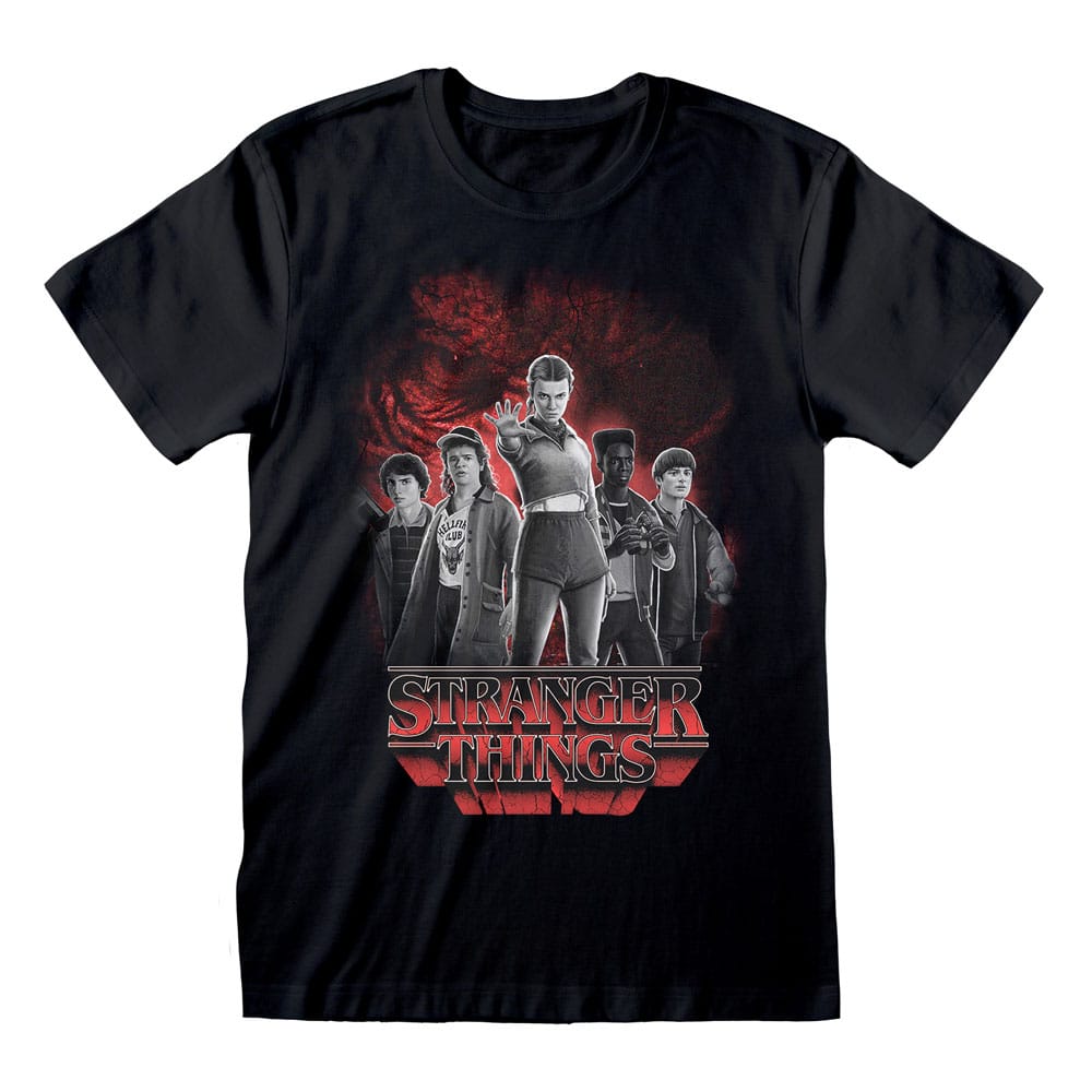 Stranger Things T-Shirt Group with Vecna behind Balck and White (L)