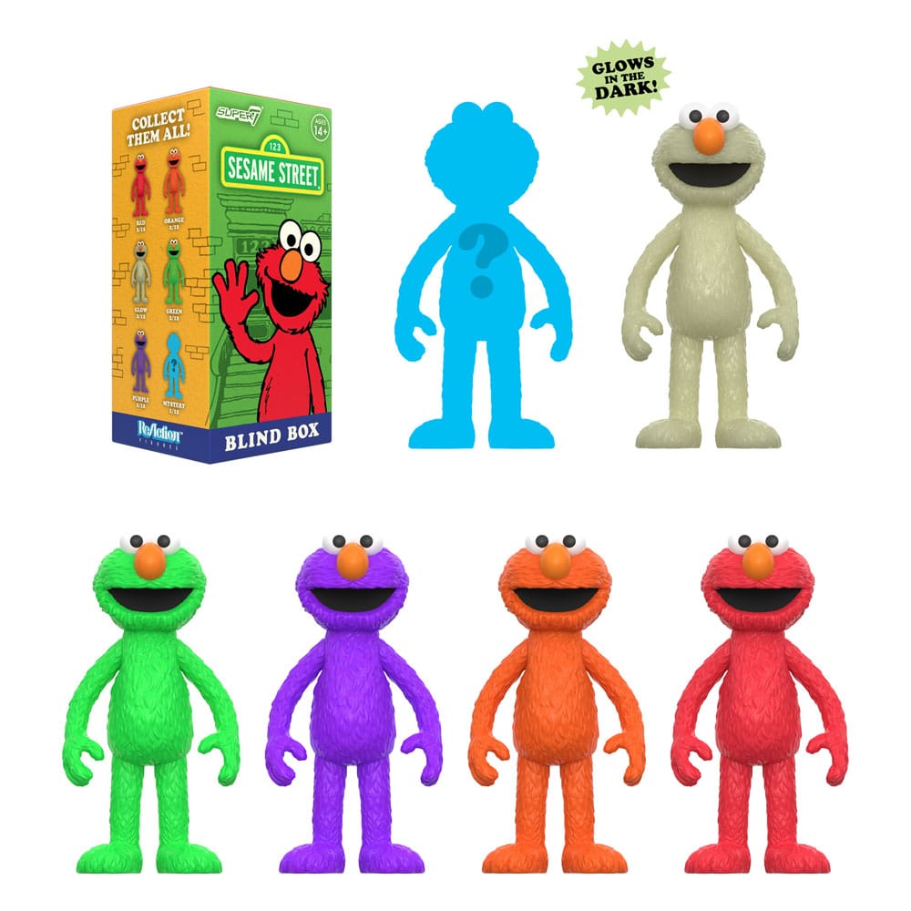 1, Rue Sésame présentoir boîte-mystère figurines ReAction Wave 04 Elmo 10 cm (12)