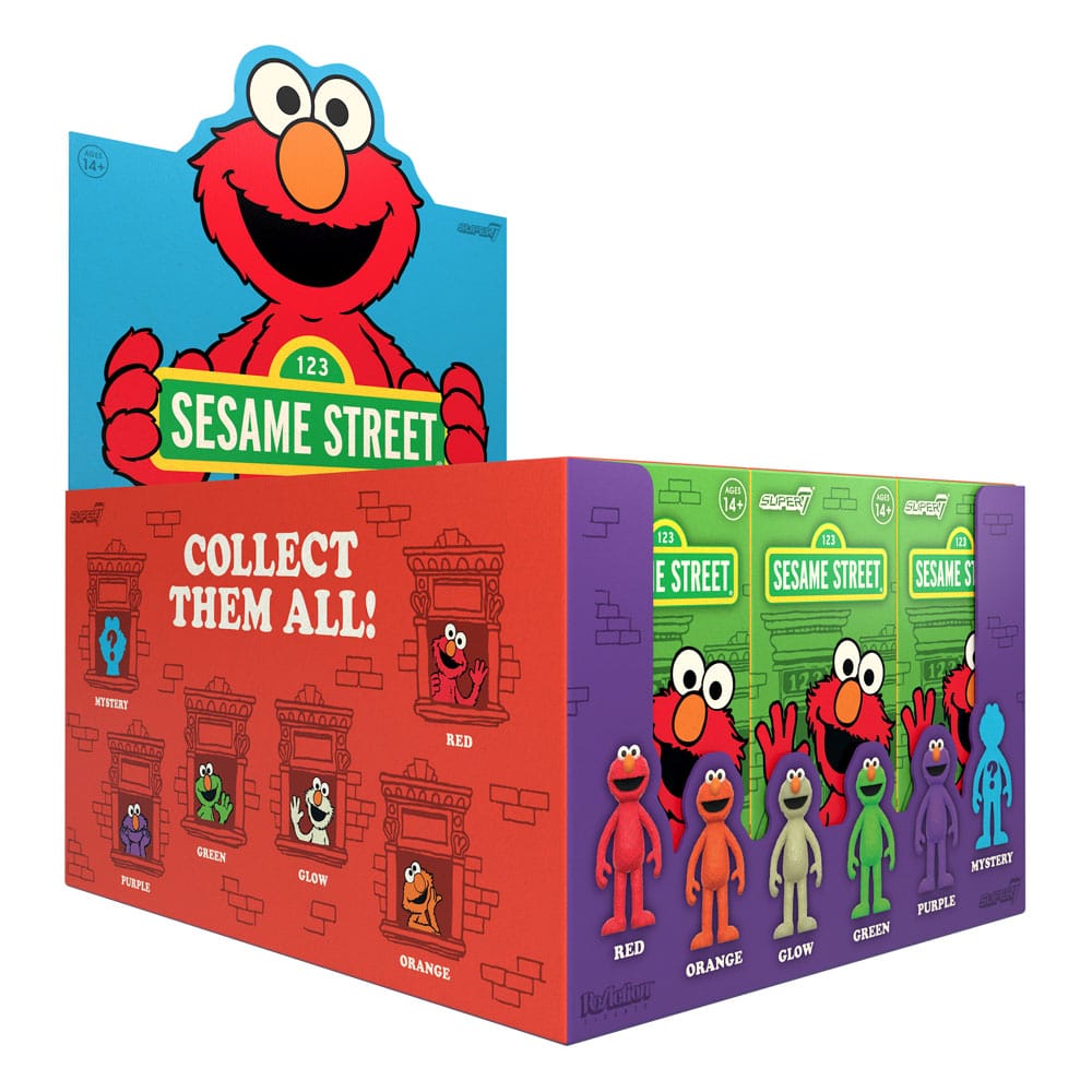 1, Rue Sésame présentoir boîte-mystère figurines ReAction Wave 04 Elmo 10 cm (12)