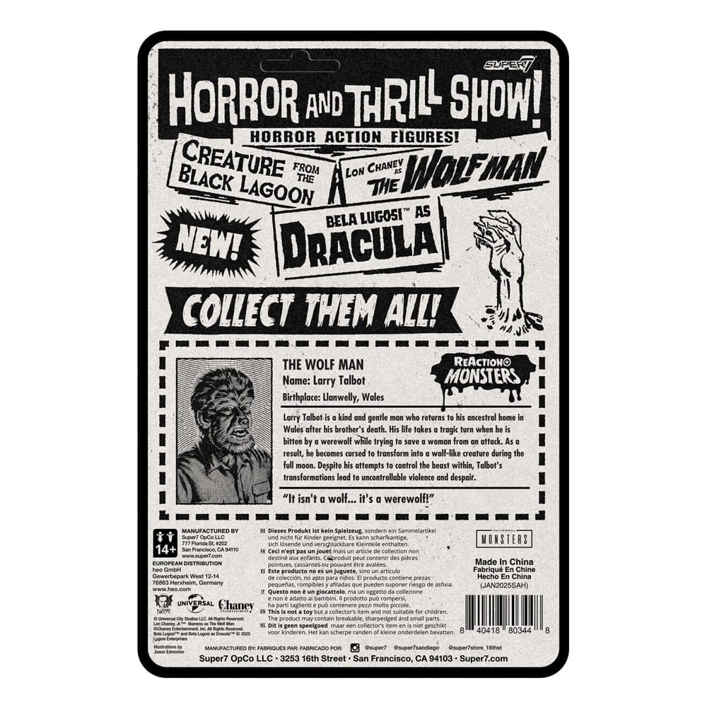 Universal Monsters Wave 1 figurine ReAction+ The Wolf Man 10 cm