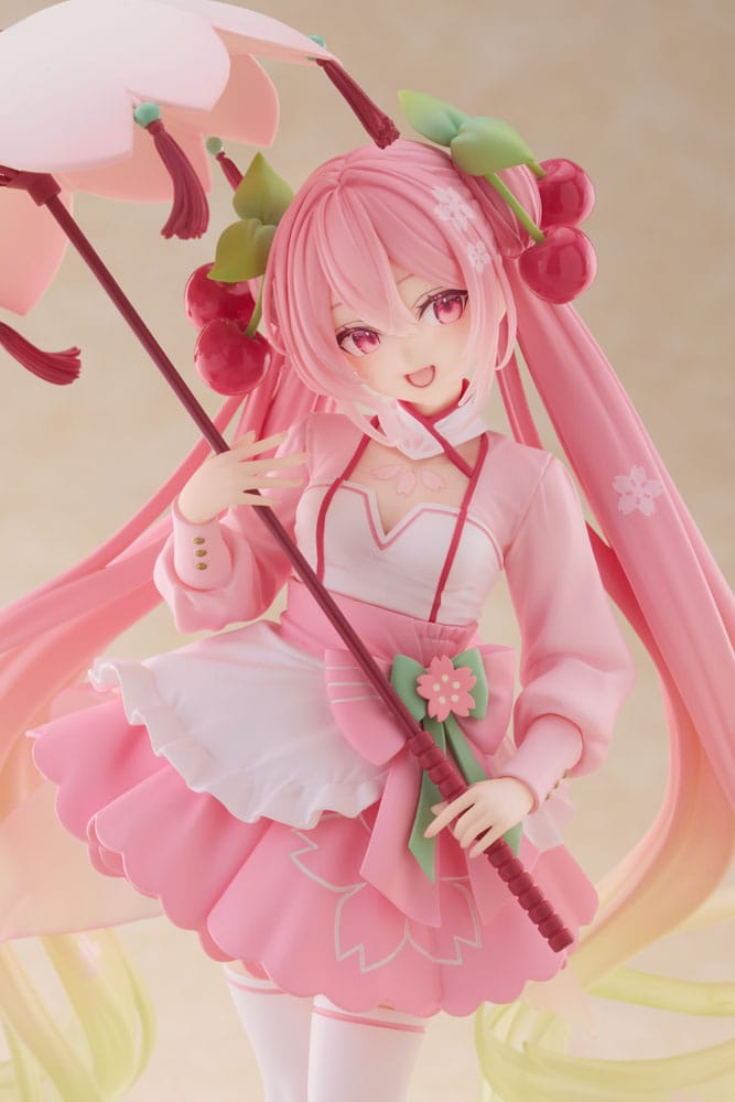 Hatsune Miku AMP statuette PVC Newley Written Sakura Miku Sakura Dress Ver. 21 cm