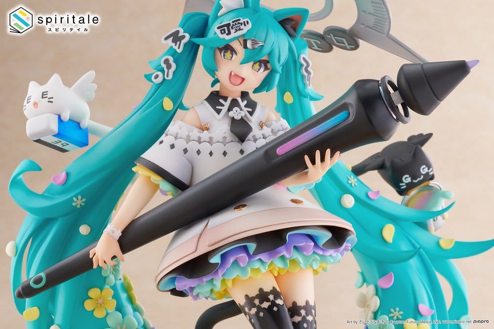 Hatsune Miku x Naoki Saito statuette PVC 1/7 My Figure Making! The Painter Ver. 34 cm