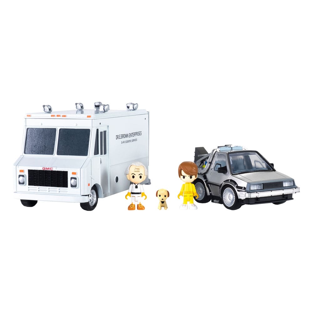 Retour vers le futur véhicules avec minifigurines Q-Village Time Machine Deluxe Set 9 cm