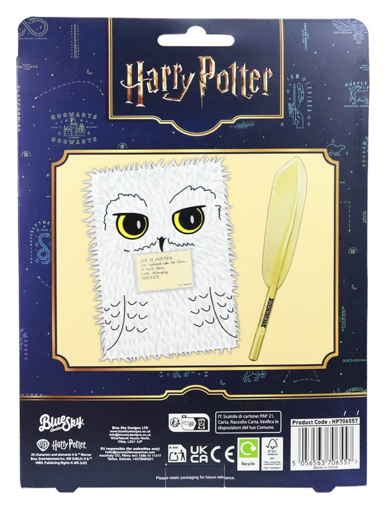 Harry Potter carnet de notes en peluche Set avec stylo Hedwig Magical Locations