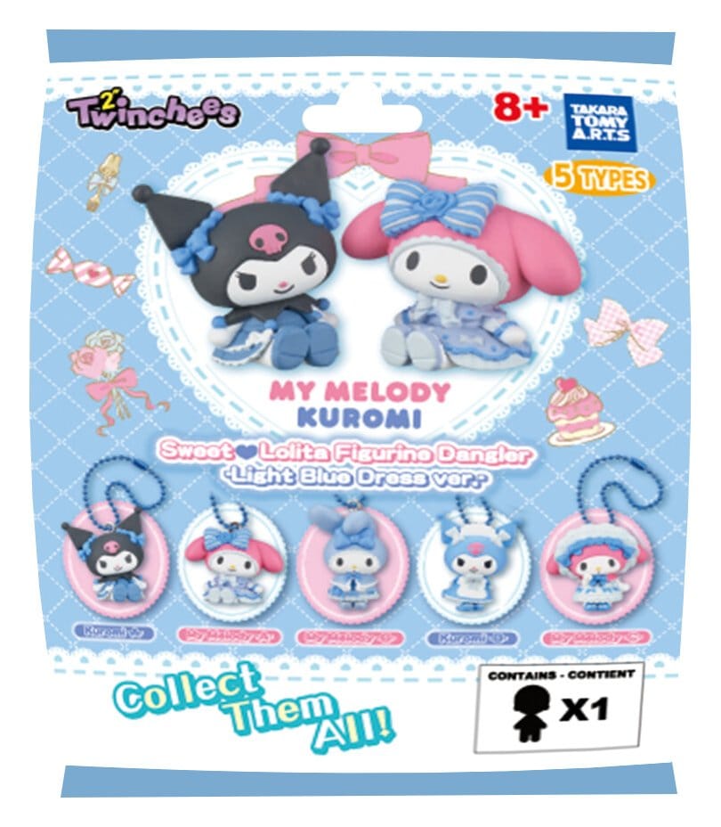 Sanrio Blind Pack assortiment figurines Twinchees My Melody x Kuromi Sweet Lolita 5 cm (24)