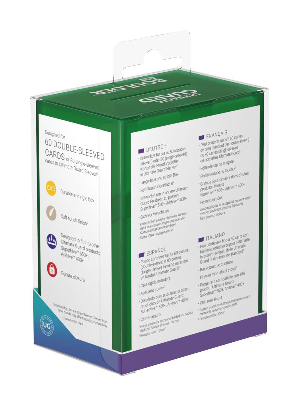 Ultimate Guard Boulder Deck Case 60+ taille standard Emerald