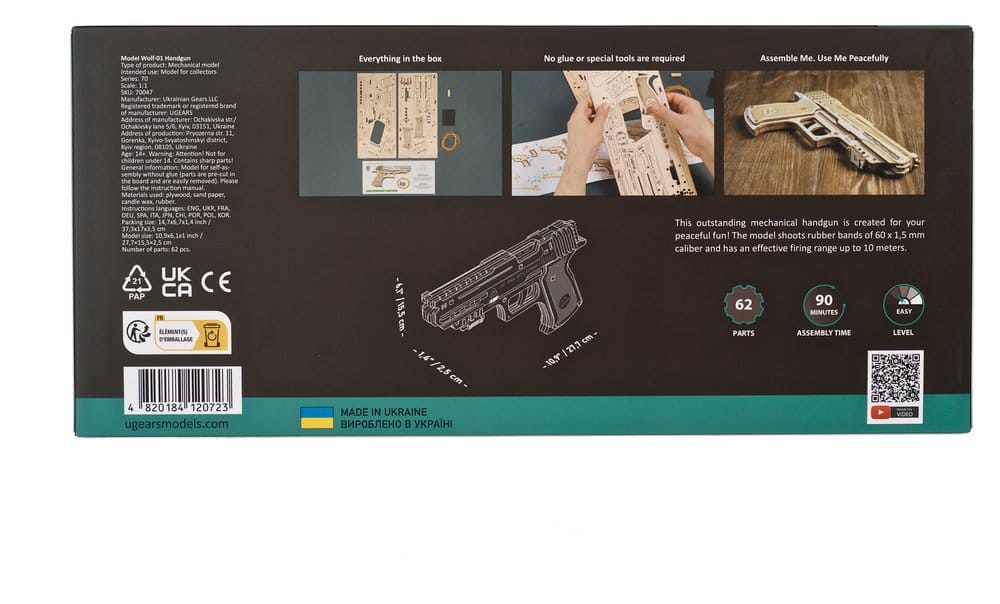 Ugears maquette en bois Wolf-01 Pistolet