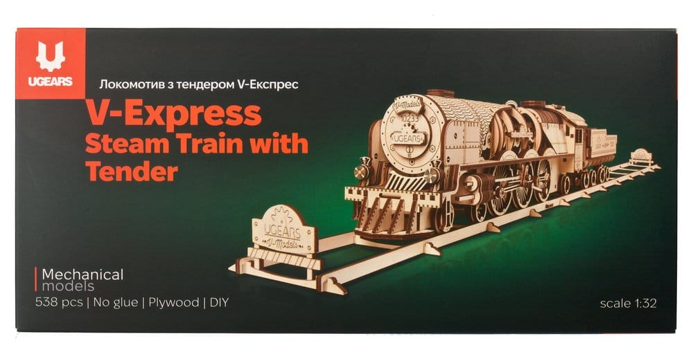 Ugears puzzle en bois 3D Train à vapeur V-Express avec tender