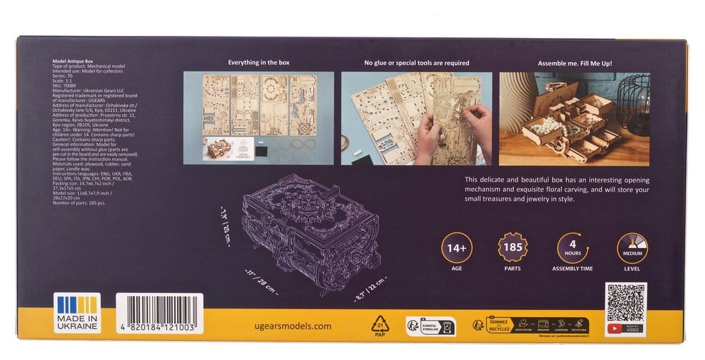 Ugears puzzle en bois 3D Boîte antique