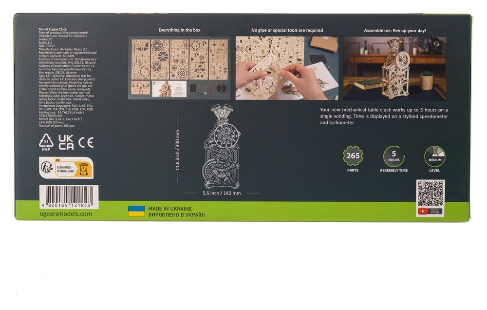 Ugears puzzle en bois 3D Horloge à moteur