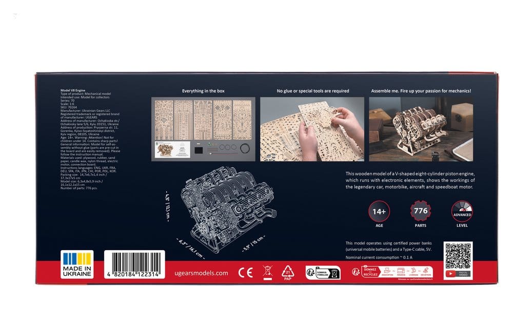 Ugears puzzle en bois 3D Moteur V8