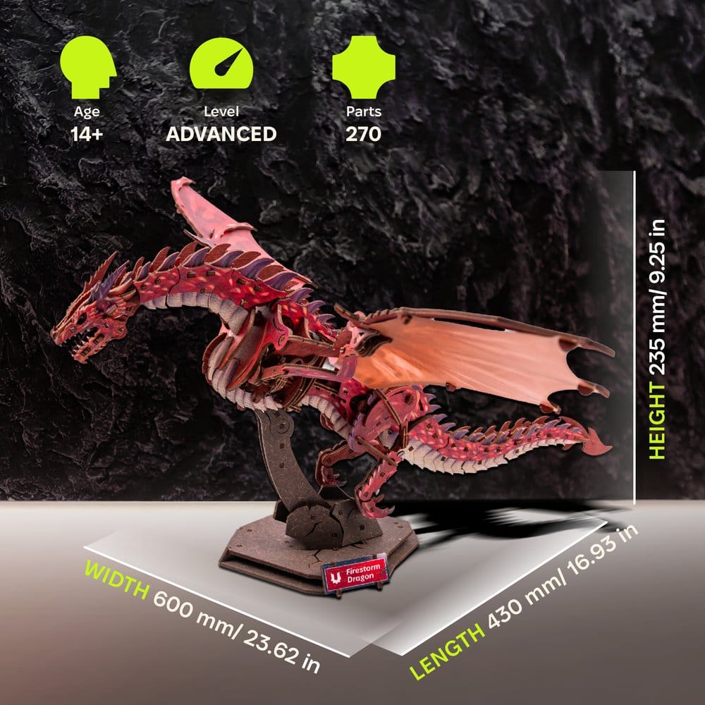 Ugears maquette en bois 3D Firestorm Dragon 43 cm