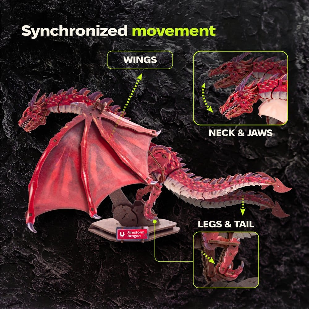 Ugears maquette en bois 3D Firestorm Dragon 43 cm