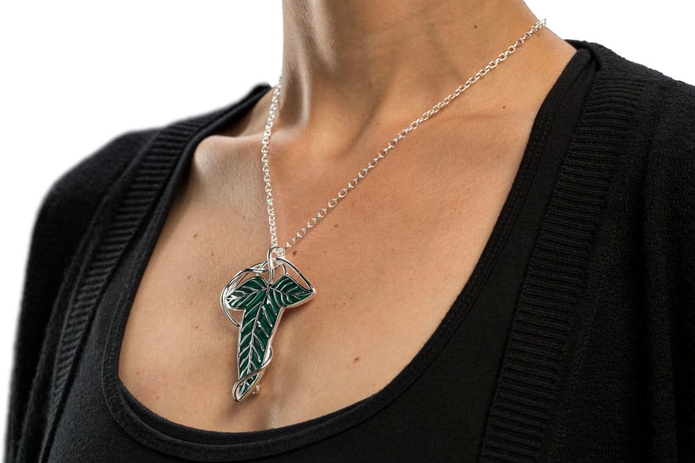 Le Seigneur des Anneaux réplique 1/1 broche & collier argent feuille de la Lórien