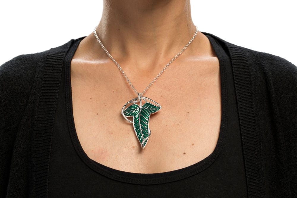 Le Seigneur des Anneaux réplique 1/1 broche & collier argent feuille de la Lórien