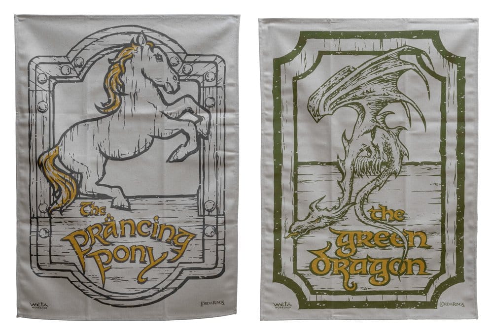 Le Seigneur des Anneaux set de 2 torchons Green Dragon & Prancing Pony 69 cm