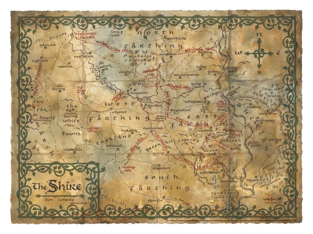 Le Hobbit impression Art Print Map of the Shire 74 x 54 cm