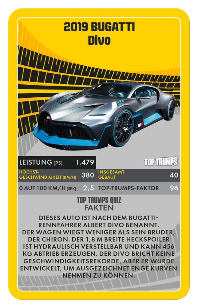 Super Cars jeu de cartes Top Trumps *ALLEMAND*