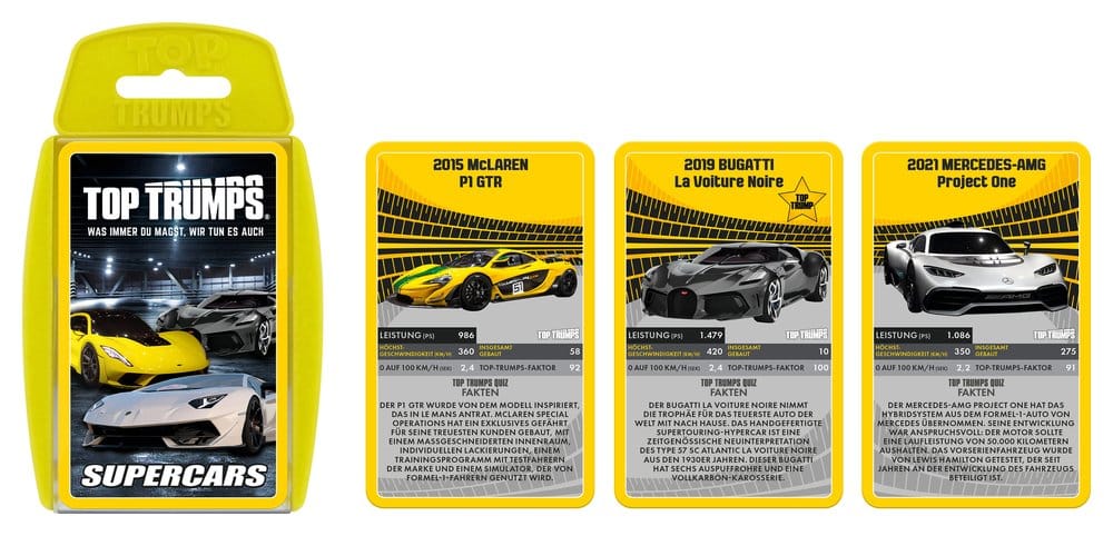 Super Cars jeu de cartes Top Trumps *ALLEMAND*