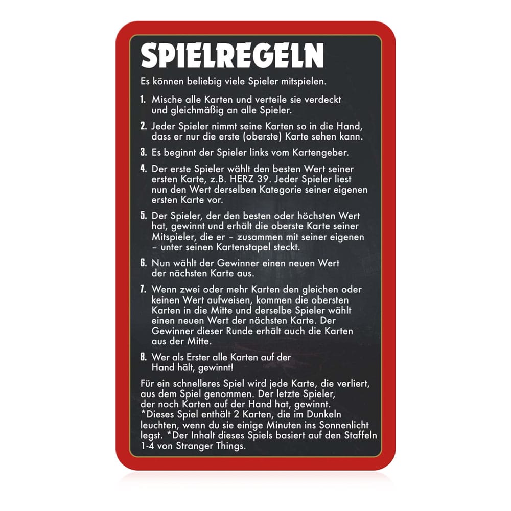 Stranger Things Jeu de cartes Top Trumps Collectables *ALLEMAND*