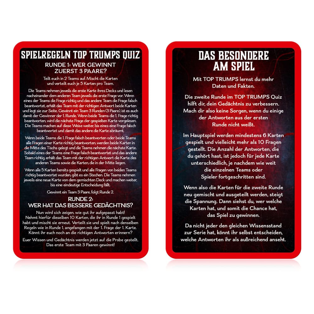 Stranger Things jeu de cartes Top Trumps Quiz *ALLEMAND*