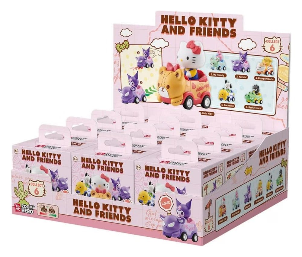 Sanrio Zoom Hero véhicules à friction avec figurine Hello Kitty and Friends Series 1 boîte-mystère présentoir (12)