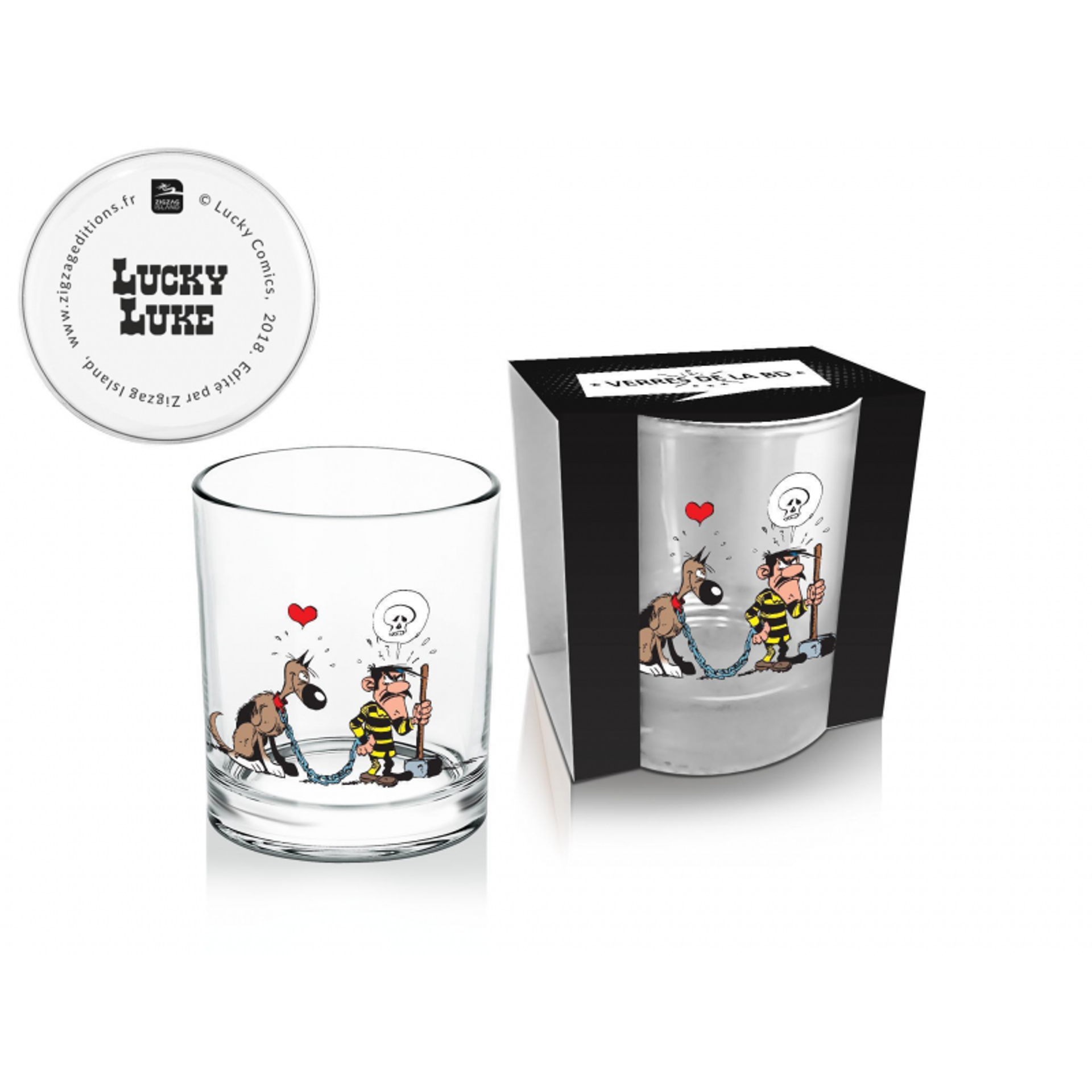 Lucky Luke - Verre à whisky 270ml - Dalton & Rantanplan - flash vidéo