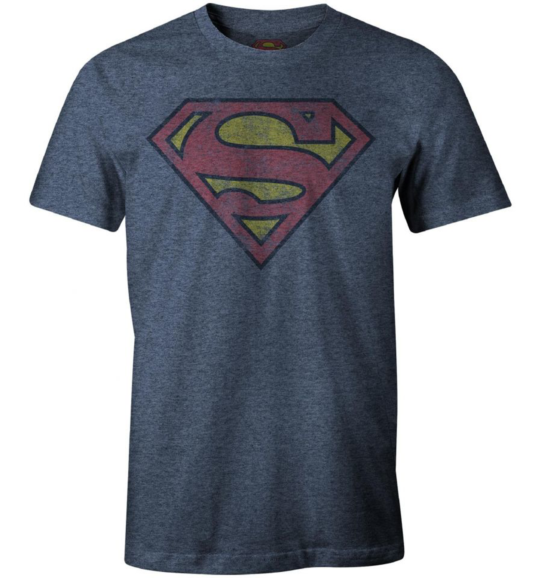 DC Comics - Superman Vintage Grunge Logo Denim T-Shirt XXL - flash vidéo