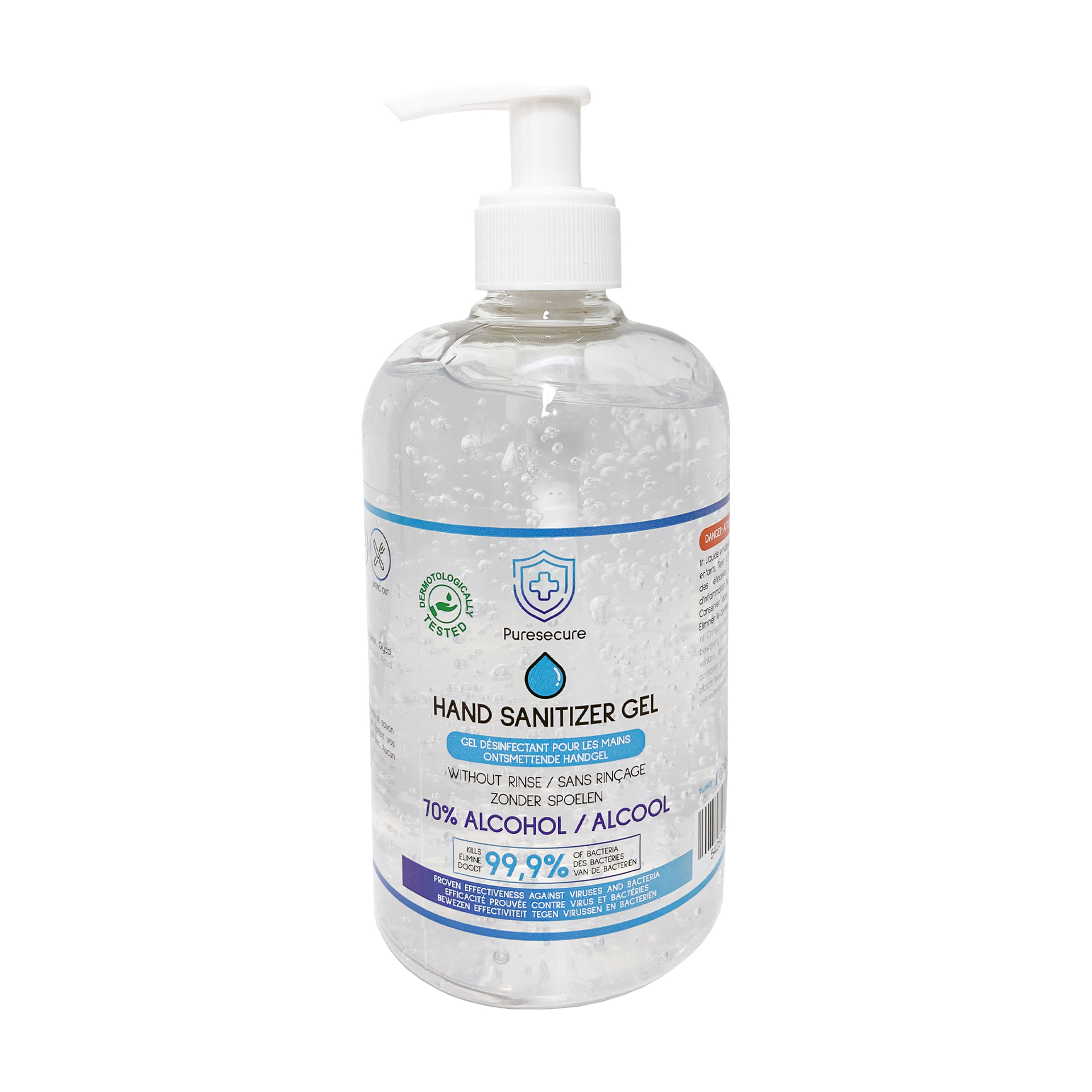 PureSecure - Gel hydro-alcoolique biocide avec pompe 500ml - flash vidéo