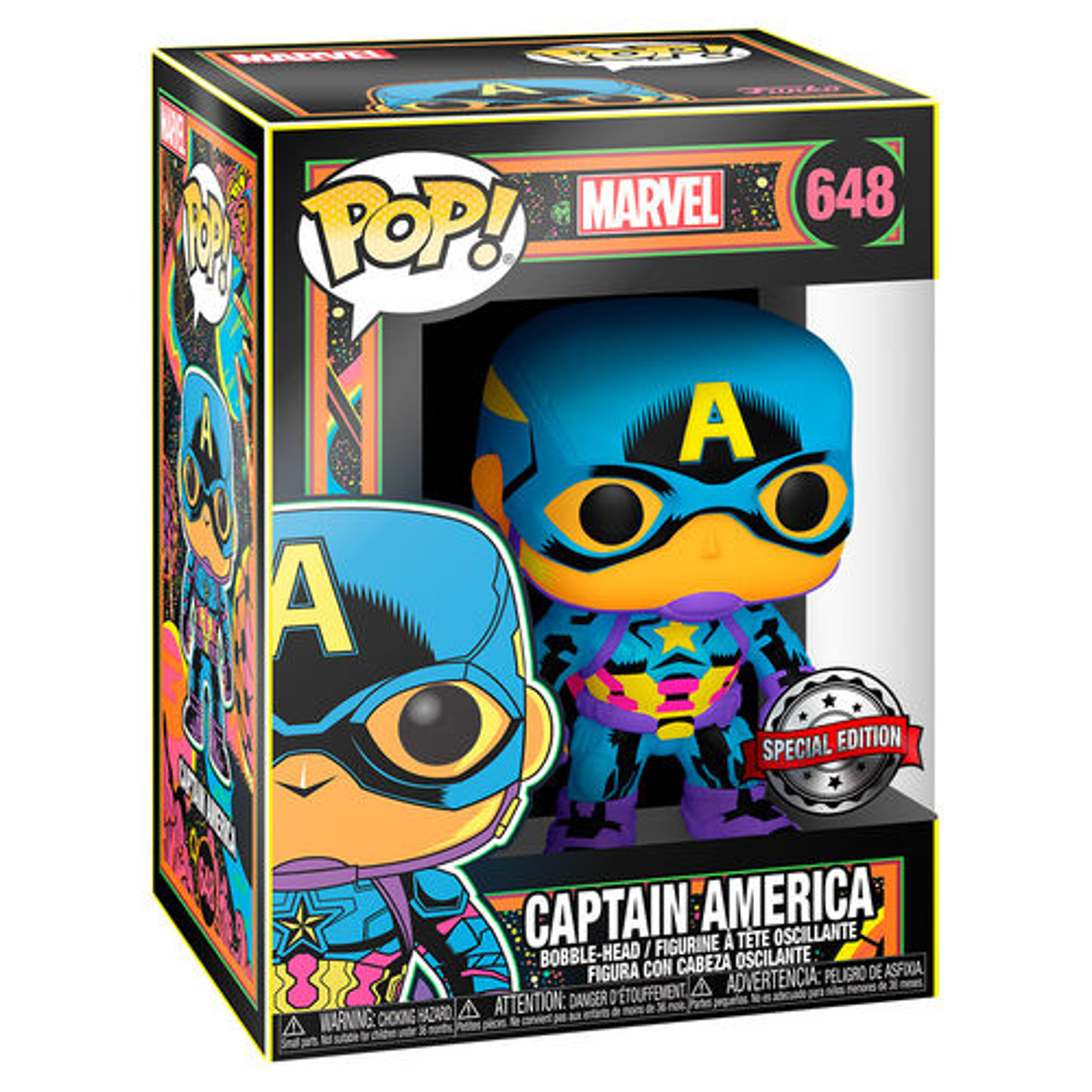 Funko Pop! Marvel: Black Light - Captain America - US Exclusive - flash vidéo