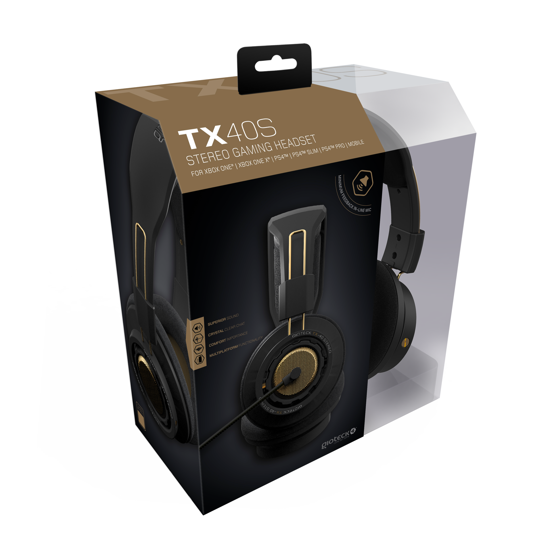 Gioteck - Casque de jeu stéréo TX-40S Noir & Bronze pour Xbox Series, Xbox One, PS5, PS4 et Mobile